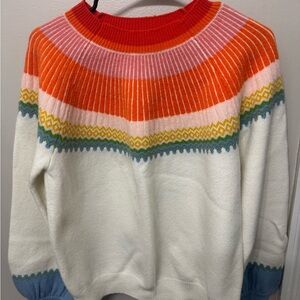 Vibrant Striped Crew Neck Sweater